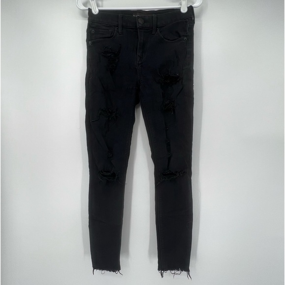 Express Black Mid Rise Rough Hem Jeggings Size 0 Women’s - Picture 1 of 5